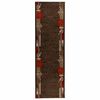 vidaXL Teppichl&auml;ufer FLORNES Gewebt Braun Bl&auml;tter 67 x 150 cm PP 7 mm