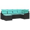 vidaXL Sofa Set mit Kissen 6 pcs Schwarz Poly-Rattan