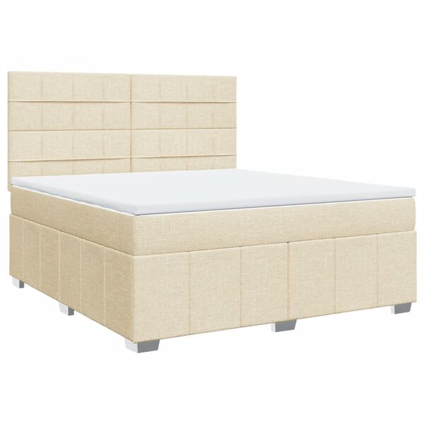 vidaXL Boxspringbett mit Matratze Creme 180x200 cm Stoff