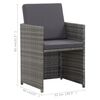 vidaXL 17-tlg. Garten-Essgruppe mit Auflagen Poly Rattan Grau