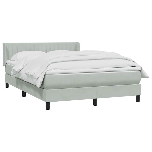 vidaXL Boxspringbett mit Matratze Hellgrau 140x210 cm Samt