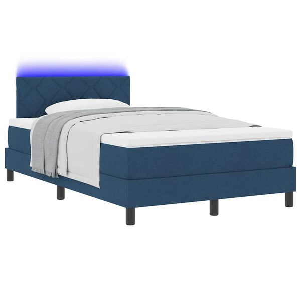 vidaXL Boxspringbett mit Matratze mit LED Blau 120 x 190 cm Stoff