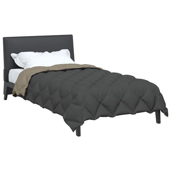 vidaXL Winterbettdecke Hellgrau und Anthrazit 220 x 140 cm Mikrofaser