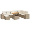 vidaXL 9-tlg. Garten-Sofagarnitur mit Kissen Beige Poly Rattan Akazie