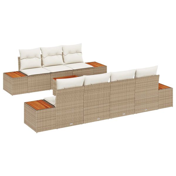 vidaXL Garten-Sofa-Set mit Kissen 8 pcs Beige Poly Rattan