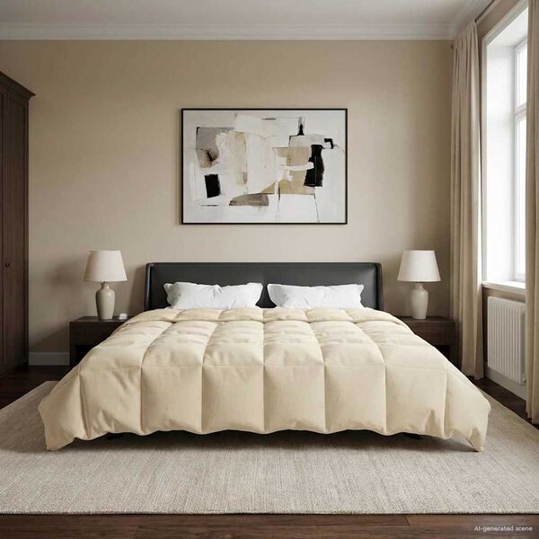 vidaXL Winterbettdecke Gepolstert Creme 200 x 220 cm Mikrofaser