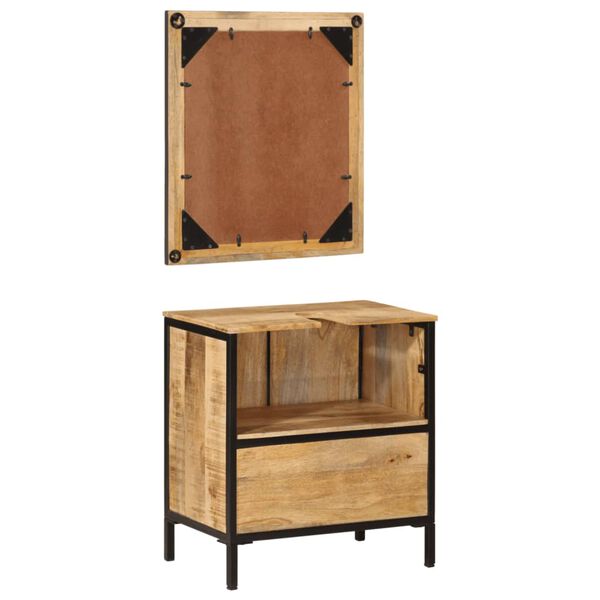 vidaXL 2-tlg. Badm&ouml;bel-Set Eisen und Massivholz Mango