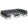 vidaXL Gartensofa-set 10 stk. Schwarz Aluminium
