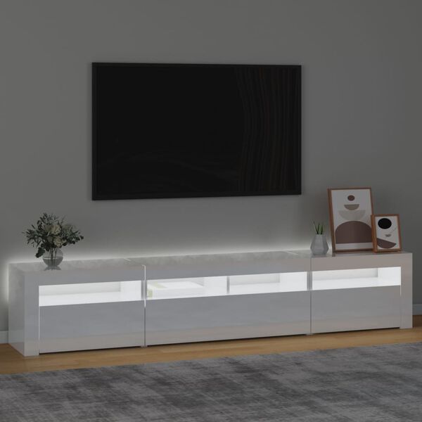 vidaXL TV-Schrank mit LED-Leuchten Hochglanz-Wei&szlig; 210x35x40 cm