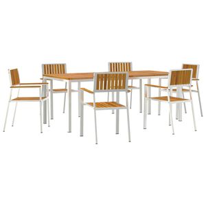 vidaXL Outdoortisch-Set 7 pcs Braun Massivholz Akazie
