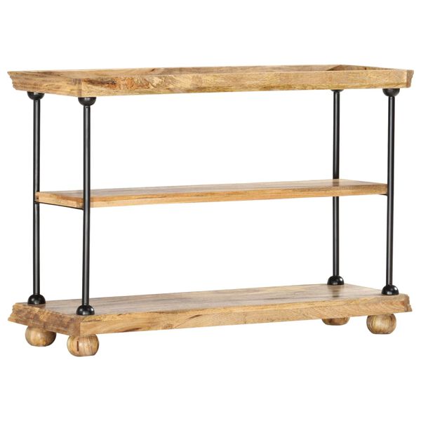 vidaXL Bücherregal 2 Fächer 110x35x75 cm Massivholz Mango und Stahl