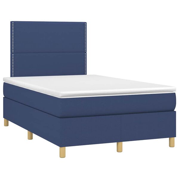 vidaXL Boxspringbett mit Matratze & LED Blau 120x190 cm Stoff