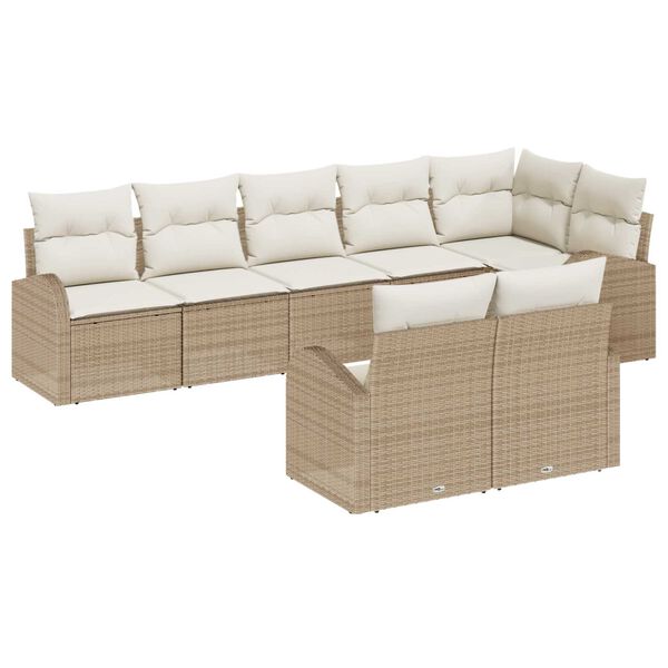 vidaXL Gartensofa-set mit Kissen 8 pcs Beige und Wei&szlig; Poly-Rattan