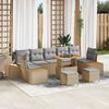vidaXL Gartensofa-set mit Kissen mit Speicher 10 pcs Beige Poly Rattan