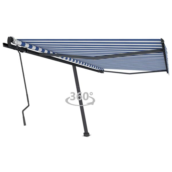 vidaXL Standmarkise Manuell Einziehbar 450x300 cm Blau/Wei&szlig;