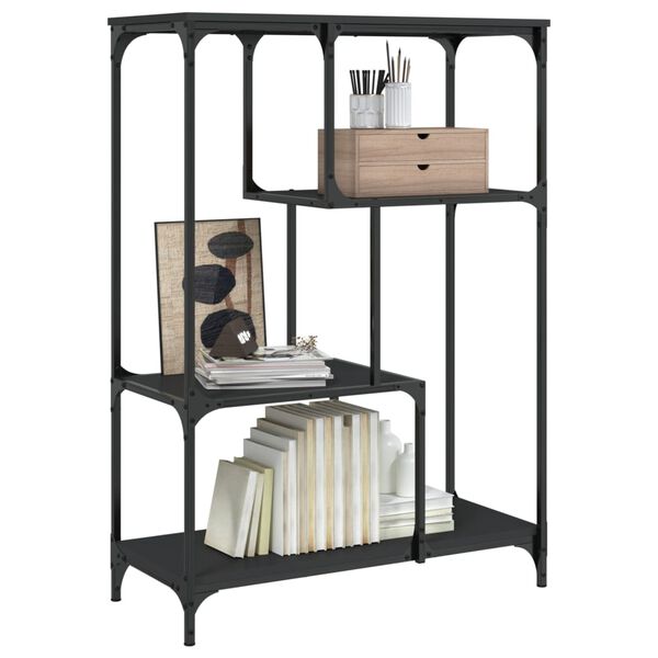 vidaXL Bücherregal Schwarz 81x36x115 cm Holzwerkstoff und Stahl