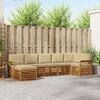 vidaXL Ecksofa Set mit Kissen 7 pcs Natur und Beige Massivholz Akazie