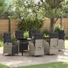 vidaXL Garten Essgruppe mit Kissen 7 pcs Hellgrau Poly-Rattan