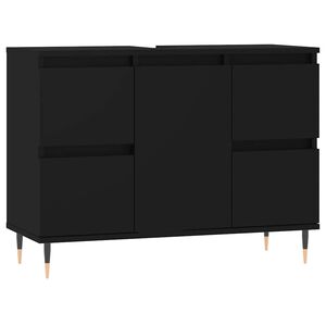 vidaXL Badschrank Schwarz 80x33x60 cm Holzwerkstoff