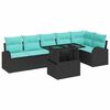 vidaXL Gartensofa-set mit Kissen 7 pcs Schwarz Poly Rattan
