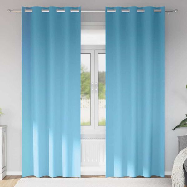 vidaXL Verdunkelungs-Vorh&auml;nge mit Ringen 2 pcs Himmelblau 245 x 140 cm