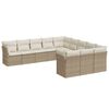 vidaXL 11-tlg. Garten-Sofagarnitur mit Kissen Beige Poly Rattan