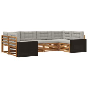 vidaXL Outdoor-Sofagarnitur mit Kissen 6 pcs Nat&uuml;rlich und Hellgrau