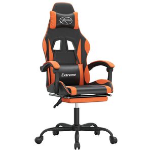 vidaXL Gaming-Stuhl mit Fu&szlig;st&uuml;tze Drehbar Schwarz & Orange Kunstleder