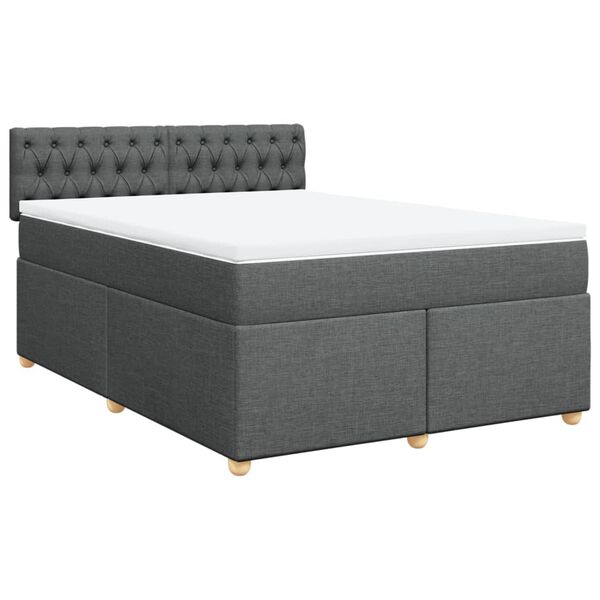 vidaXL Boxspringbett mit Matratze Dunkelgrau 160x200 cm Stoff