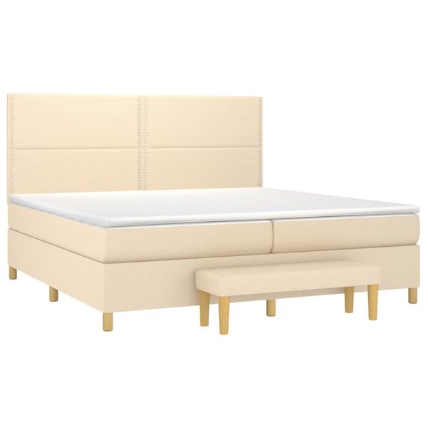 vidaXL Boxspringbett mit Matratze Creme 200x200 cm Stoff