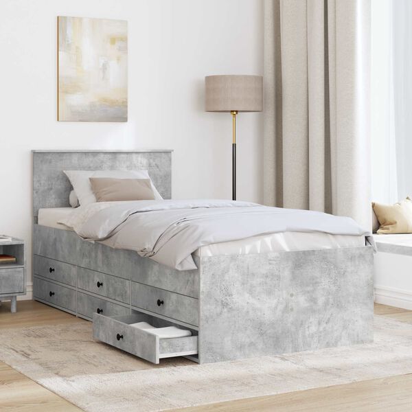 vidaXL Tagesbett Beton Grau und Schwarz 100 x 200 cm Holzwerkstoff