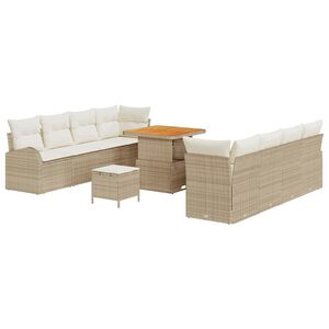 vidaXL Garten-Sofa-Set mit Kissen mit Speicher 11 pcs Beige und Creme
