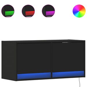 vidaXL TV-Wandschrank mit LED-Beleuchtung Schwarz 80x31x38 cm