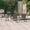 vidaXL 7-tlg. Garten-Essgruppe mit Kissen Schwarz und Grau Poly Rattan
