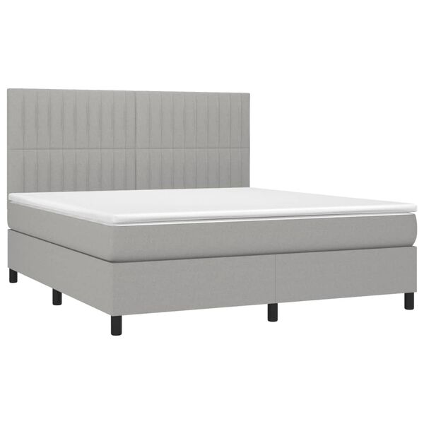 vidaXL Boxspringbett mit Matratze Hellgrau 180x200 cm Stoff