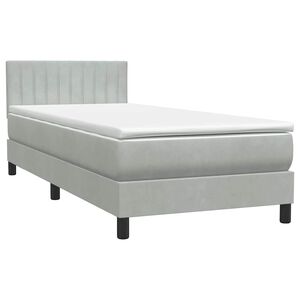 vidaXL Boxspringbett mit Matratze Hellgrau 90x220 cm Samt