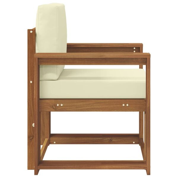 vidaXL Outdoor-Sofa Massives Akazienholz und Polyester Natur