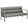 vidaXL Gartensofa 3-Sitzer mit Kissen Grau Poly Rattan