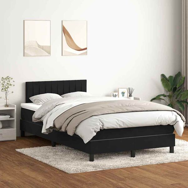 vidaXL Boxspringbett mit Matratze & LED Schwarz 120x210 cm Samt