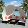 vidaXL 9-tlg. Garten-Lounge-Set mit Sonnend&auml;chern Poly Rattan Schwarz
