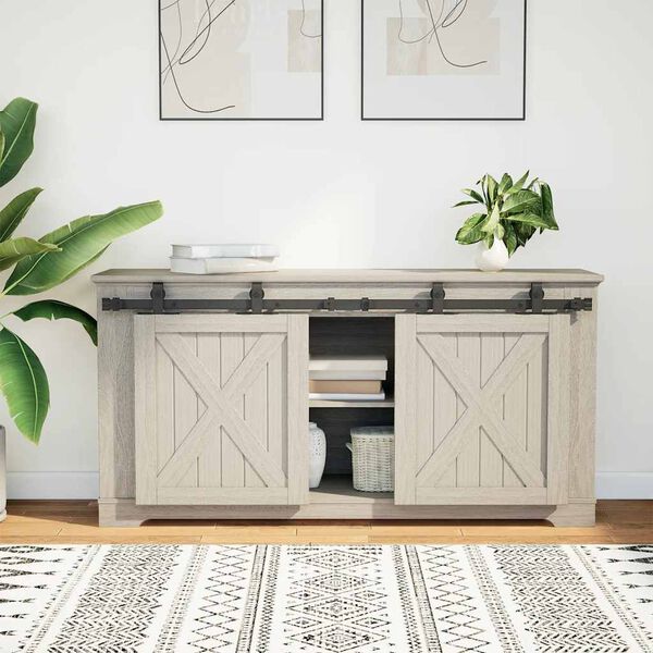 vidaXL Schiebet&uuml;rbeschlag Set f&uuml;r Schrankt&uuml;ren 122 cm Karbonstahl