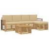 vidaXL Outdoor-Sofagarnitur mit Kissen 6 pcs Wei&szlig; und Beige Polyester
