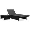 vidaXL Outdoor-Lehnst&uuml;hle 2 Stk. mit Tisch Schwarz Poly-Rattan