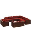 vidaXL 11-tlg. Garten-Lounge-Set mit Kissen Braun Poly Rattan