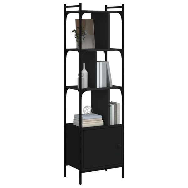 vidaXL B&uuml;cherregal mit T&uuml;r Schwarz 44,5x30x154,5 cm Holzwerkstoff