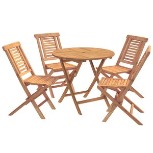vidaXL 5-teiliges klappbares Garten-Bistro-Set Natur Massivholz Teak