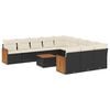 vidaXL 12-tlg. Garten-Sofagarnitur mit Kissen Schwarz Poly Rattan