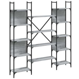 vidaXL B&uuml;cherregal Grau Sonoma 155,5x24x166,5 cm Holzwerkstoff