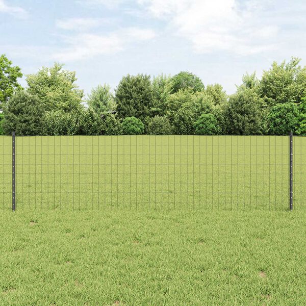 vidaXL Zaun mit Pfosten Grau 0,6 x 50 m Stahl und PVC
