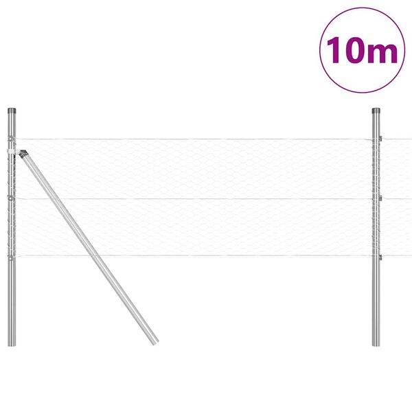 vidaXL Zaunpfosten Silber 10 x 0,5 m (25 mm Maschenweite) Stahl